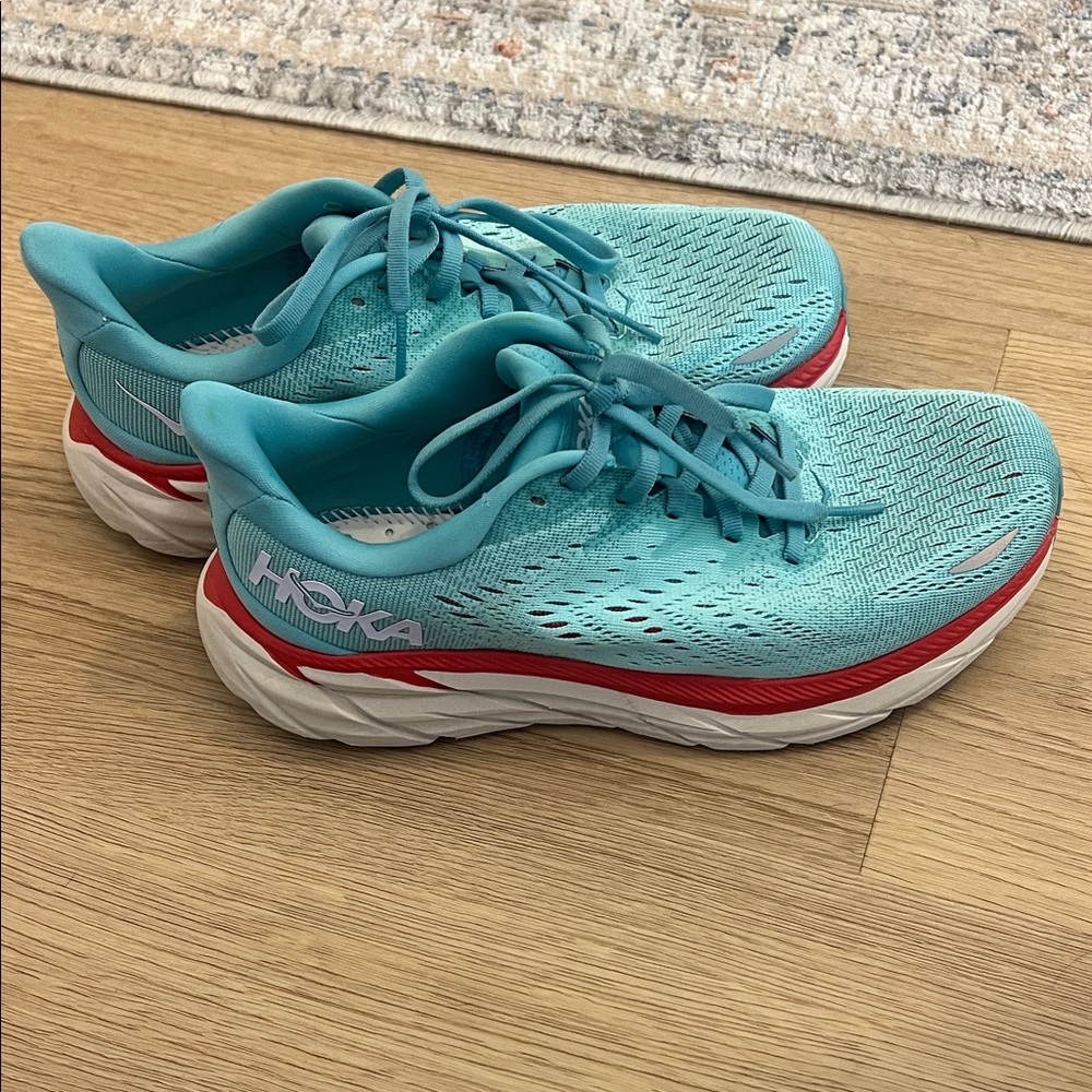 Hoka Women's Teal and Red Athletic Shoes